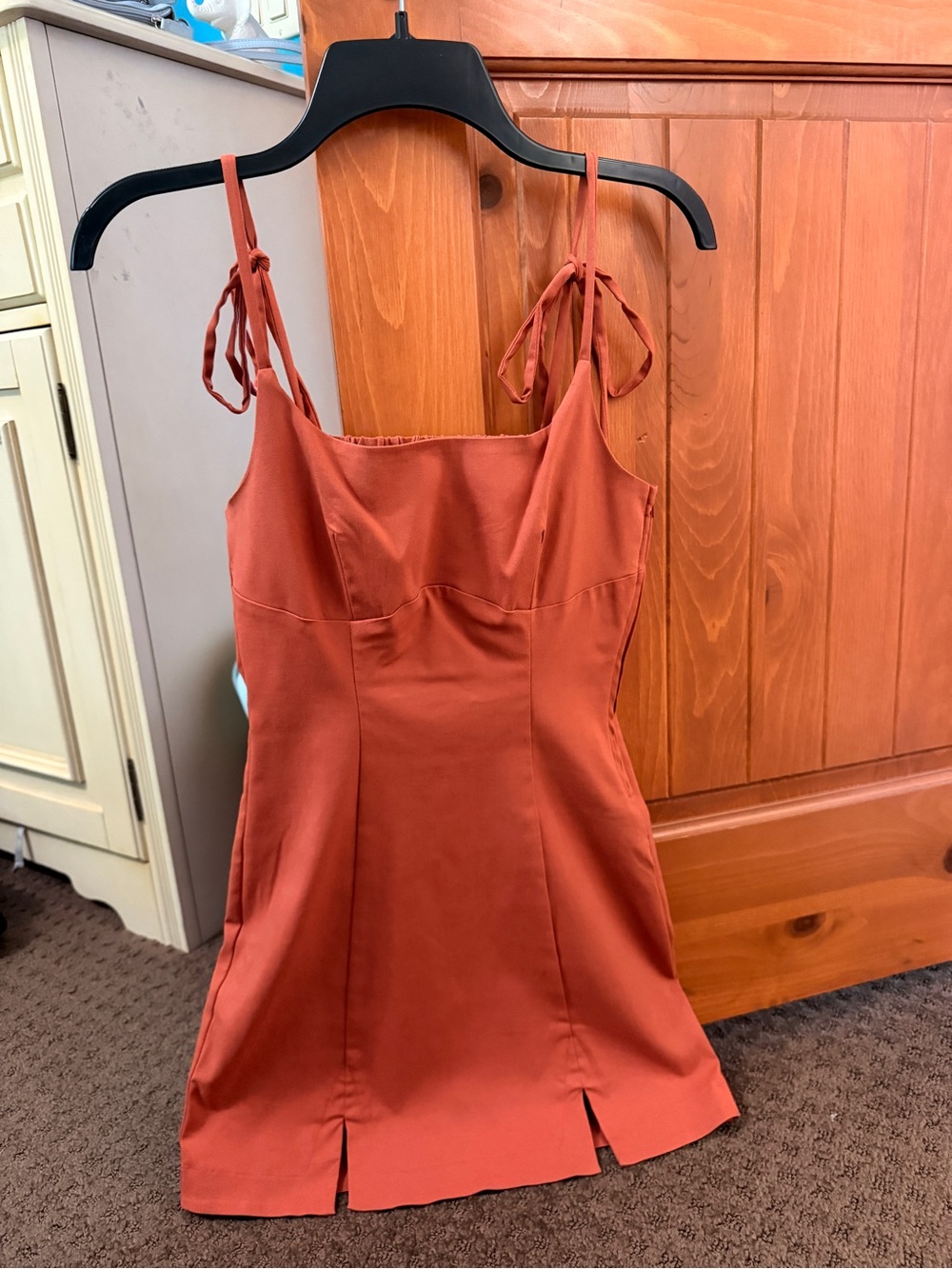 Trixxi Rust Tie-Shoulder Mini Dress